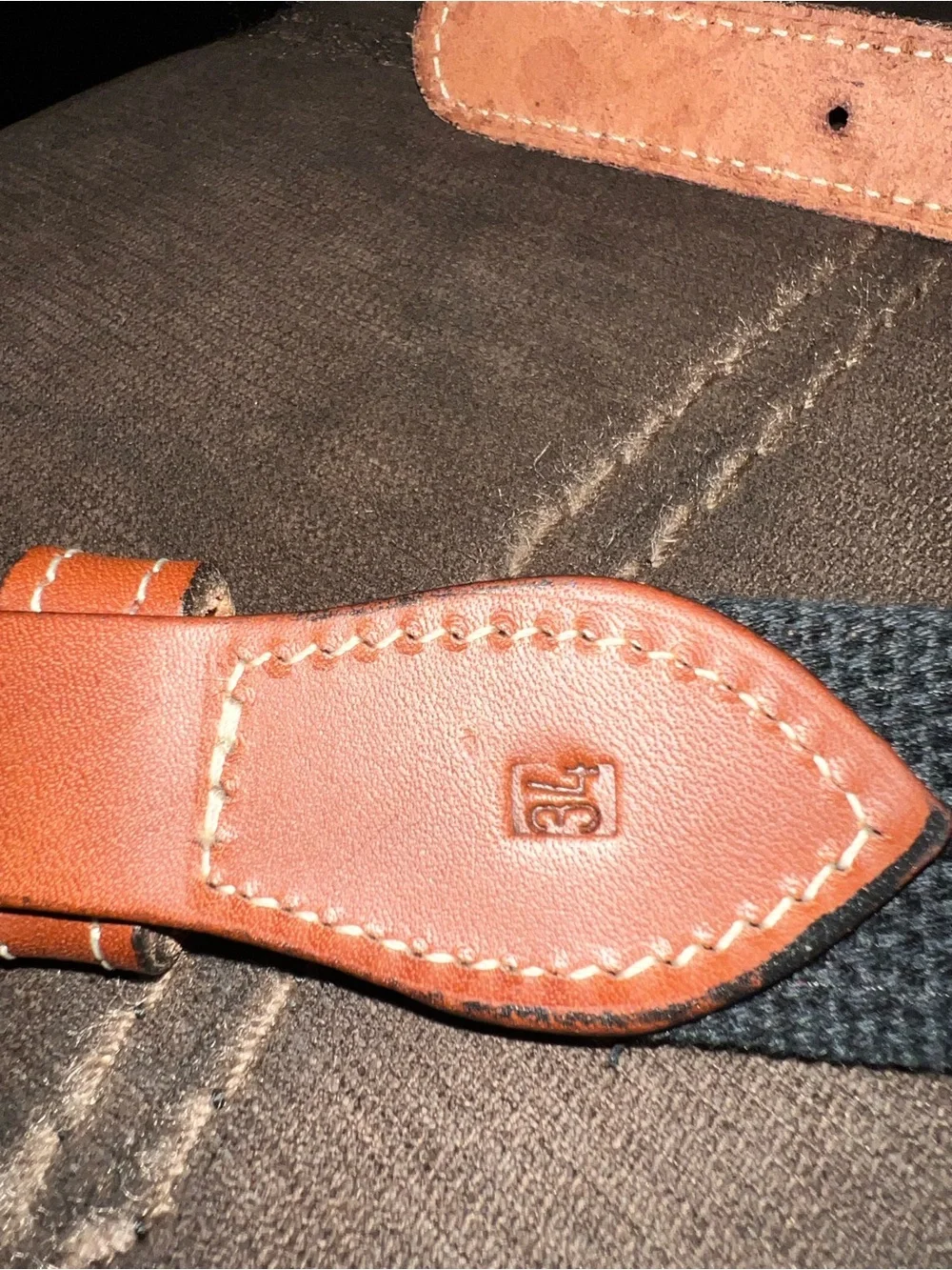 Georgia Bulldogs Brown Leather & Red Collegiate Web Belt